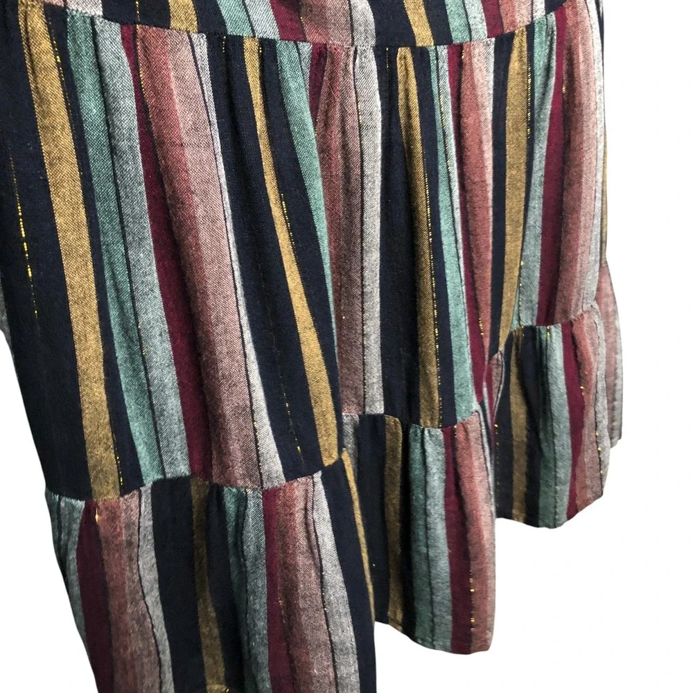 VELVET By Graham & Spencer‎ Viscose Linen Boho Stripe Sleeveless Dress S $189